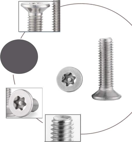 30 قطعة من الفولاذ المقاوم للصدأ توركس الأمن شقة رئيس آلة المسمار رئيس توركس الأمن الصفائح المعدنية مسامير الفولاذ المقاوم للصدأ مقاومة العبث متري الأجهزة السحابة (M6X16) in Kuwait