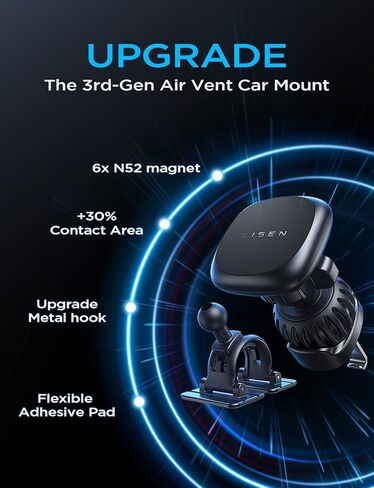 حامل هاتف السيارة LISEN [6 مغناطيسات أقوى] حامل هاتف مغناطيسي للسيارة، حامل هاتف مغناطيسي 360 درجة متوافق مع iPhone 14/14 Pro Max/iPhone 13 in Kuwait