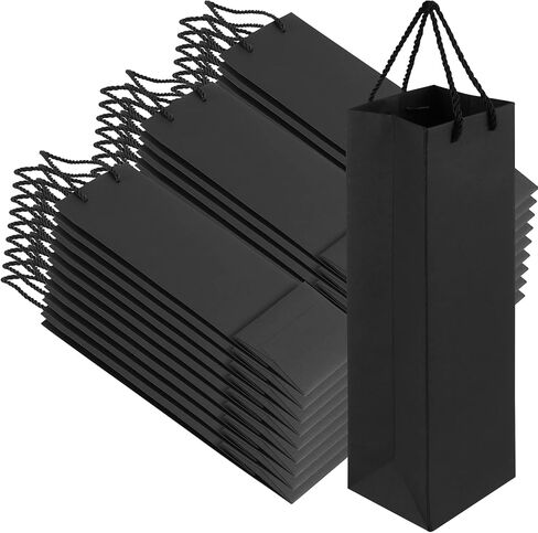 SEUNMUK 60 Pack 13.8 x 6.7 x 3.5 Inch Kraft Wine Gift Bags, 260 gsm Thick Paper Wine Bottle Bags with Handles, Elegant Wine Bags for Party, Wedding and Retailing in Kuwait