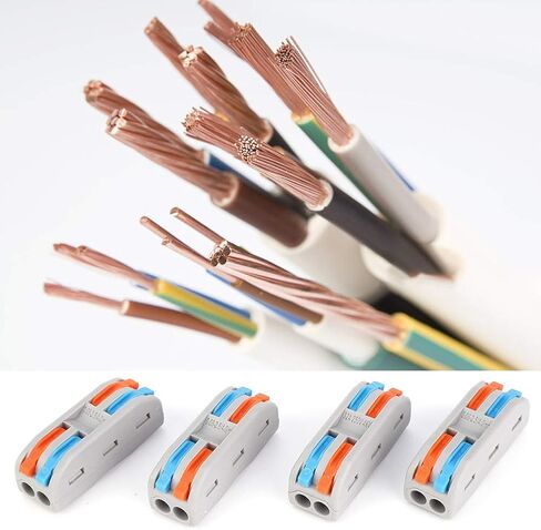 50 قطعة موصلات أسلاك الربط محطات الأسلاك 2 موصل 11-28AWG PCT-2-2 موصل مدمج رافعة الجوز لوازم الأسلاك الملونة in Saudi Arabia