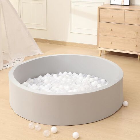 حفر كرات MEOGETY للأطفال الصغار والأطفال، حمام سباحة ناعم للأطفال الرضع من الفوم للفتيات والفتيان، (الكرات غير متضمنة) رمادي فاتح in Kuwait