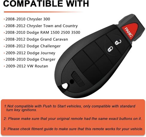 جهاز تحكم عن بعد من SaverRemotes بـ 3 أزرار متوافقة مع Dodge Challenger، شاحن Grand Caravan، Chrysler 300، ذاكرة الوصول العشوائي 1500 2500 3500 استبدال بدون مفتاح لـ M3N5WY783X IYZ-C01C in Kuwait