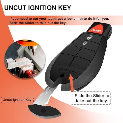 جهاز تحكم عن بعد من SaverRemotes بـ 3 أزرار متوافقة مع Dodge Challenger، شاحن Grand Caravan، Chrysler 300، ذاكرة الوصول العشوائي 1500 2500 3500 استبدال بدون مفتاح لـ M3N5WY783X IYZ-C01C in Kuwait