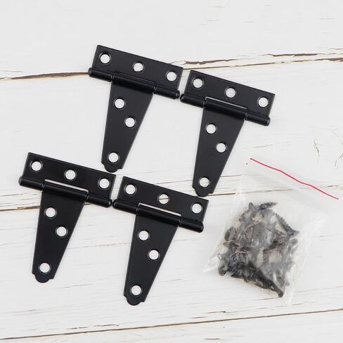 4 قطع من مفصلات الأبواب شديدة التحمل على شكل حرف T ومفصلات حزام البوابة، مفصلات حزام T سوداء مقاس 2 بوصة للأسوار الخشبية أو البوابات المعدنية ومفصلات أبواب الحظيرة المقاومة للصدأ in Kuwait