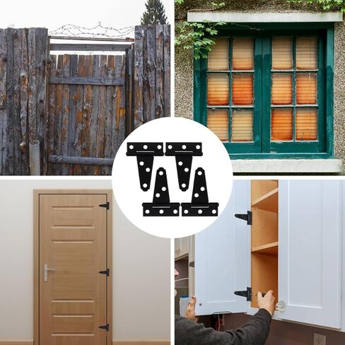 4 قطع من مفصلات الأبواب شديدة التحمل على شكل حرف T ومفصلات حزام البوابة، مفصلات حزام T سوداء مقاس 2 بوصة للأسوار الخشبية أو البوابات المعدنية ومفصلات أبواب الحظيرة المقاومة للصدأ in Kuwait