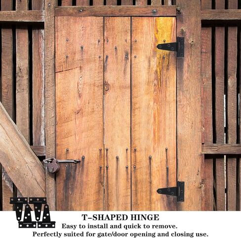 4 قطع من مفصلات الأبواب شديدة التحمل على شكل حرف T ومفصلات حزام البوابة، مفصلات حزام T سوداء مقاس 2 بوصة للأسوار الخشبية أو البوابات المعدنية ومفصلات أبواب الحظيرة المقاومة للصدأ in Kuwait