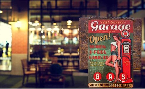 AOYEGO Pin Up Tin Sign,Full Service Garage Sexxy Women Stand Leaning Against the Gas Station Vintage Metal Tin Signs for Cafes Bars Pubs Shop Decorative Funny Retro Signs for Men Women 8x12 Inch in Saudi Arabia