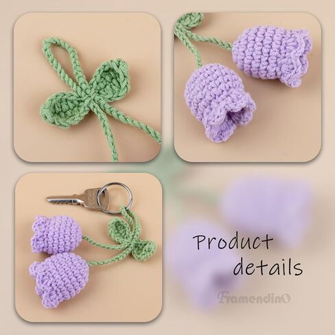 Framendino, 5 Pack Crochet Bluebell Flower Pendant Lily of The Valley Charms Flowers Key Pendant for Home Decoration Keychain Embellishments Car Key Decorate (5 Colors) in Saudi Arabia