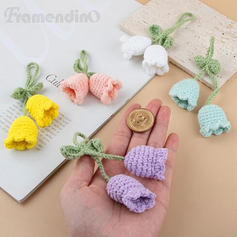 Framendino, 5 Pack Crochet Bluebell Flower Pendant Lily of The Valley Charms Flowers Key Pendant for Home Decoration Keychain Embellishments Car Key Decorate (5 Colors) in Saudi Arabia