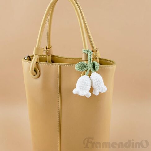 Framendino, 5 Pack Crochet Bluebell Flower Pendant Lily of The Valley Charms Flowers Key Pendant for Home Decoration Keychain Embellishments Car Key Decorate (5 Colors) in Saudi Arabia