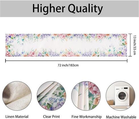 Hydrangea Floral Table Runner, Butterfly Kitchen Dining Table Decor, Seasonal Spring Summer Holiday Decoration for Home Party Decor (13x72 Inch) in Saudi Arabia