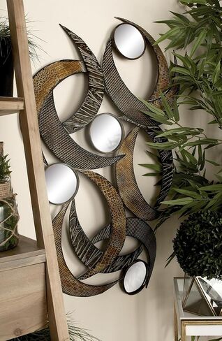 Benzara 96663 Metal Mirror Wall Plaque Beautifully Sculptured, 24" High in Saudi Arabia