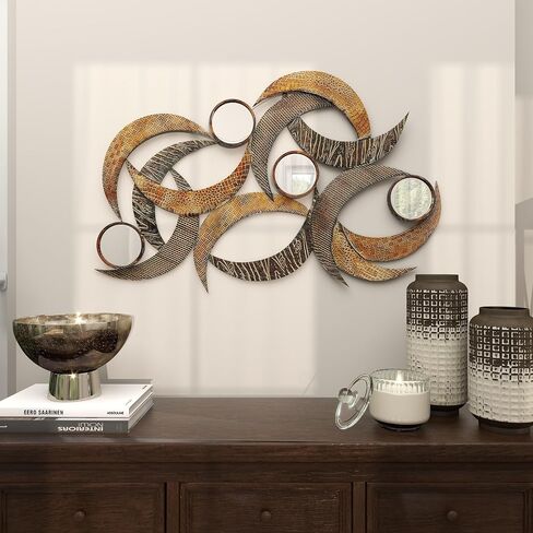 Benzara 96663 Metal Mirror Wall Plaque Beautifully Sculptured, 24" High in Saudi Arabia