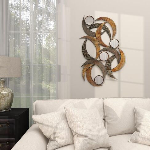 Benzara 96663 Metal Mirror Wall Plaque Beautifully Sculptured, 24" High in Saudi Arabia