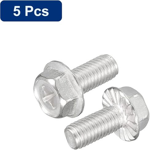 uxcell M8x18mm Phillips Hex Head Flange Bolts, 5pcs 304 Stainless Steel Hexagon Phillips Flange Head Hex Bolts Machine Screws in Saudi Arabia