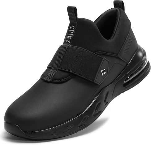 SPIEZ Non Slip Work Shoes for Men Women, Waterproof Slip On Walking Sneakers Zapatos de Trabajo para Hombres Black US 4.5-13.5 in Saudi Arabia
