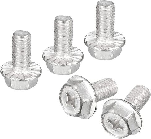 uxcell M8x18mm Phillips Hex Head Flange Bolts, 5pcs 304 Stainless Steel Hexagon Phillips Flange Head Hex Bolts Machine Screws in Saudi Arabia