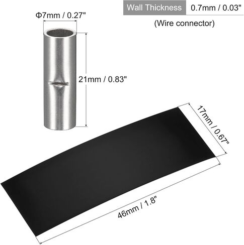 MECCANIXITY Non-Insulated Copper Wire Crimp Connector Terminals 8 AWG with PVC Heat Shrink Tubing for Electrical, Pack of 5 in Saudi Arabia