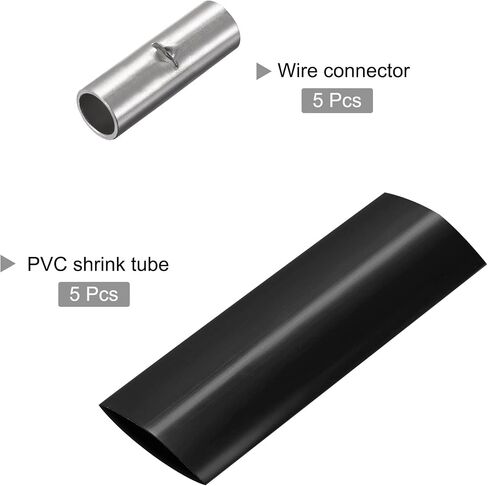 MECCANIXITY Non-Insulated Copper Wire Crimp Connector Terminals 8 AWG with PVC Heat Shrink Tubing for Electrical, Pack of 5 in Saudi Arabia