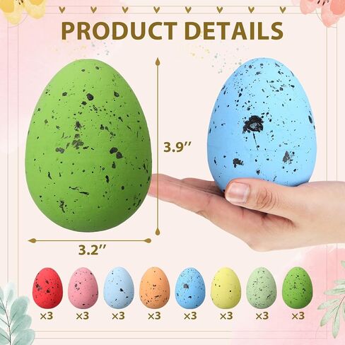 Liliful 24 Pcs 4 Inch Foam Easter Eggs for Crafts Large Easter Party Decorations Easter Foam Eggs Rustic Easter Eggs Decorative Eggs Fake Eggs Artificial Foam Bird Egg for Kid DIY(Bright Color) in Saudi Arabia