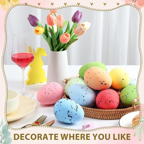 Liliful 24 Pcs 4 Inch Foam Easter Eggs for Crafts Large Easter Party Decorations Easter Foam Eggs Rustic Easter Eggs Decorative Eggs Fake Eggs Artificial Foam Bird Egg for Kid DIY(Bright Color) in Saudi Arabia