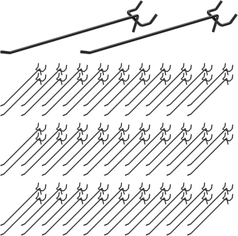 50Pcs 8"/20CM Pegboard Hooks Assortment Set, Metal Peg Board Hooks with 2.5mm Hole Pitch 4mm Wire Diameter Slatwall Hanging Hook for Garage Organization Wall Hanging (Black) in Kuwait