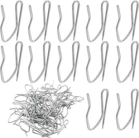 BokWin 120 Pcs Drapery Pin Hook 1.18 Inchx0.78 Inch Pinch Pleated Curtain Hooks Metal Drapery Hooks for Curtain(Silver) in Saudi Arabia