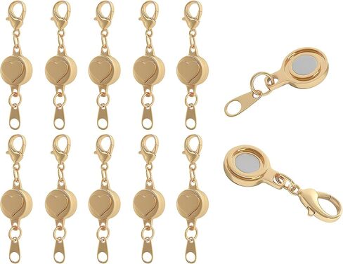 KONMAY 10 Sets Magnetic Necklace Extender Clasps and Closure, Round Golden Magnetic Necklace Bracelet Locking Clasp for Jewelry Making in Kuwait