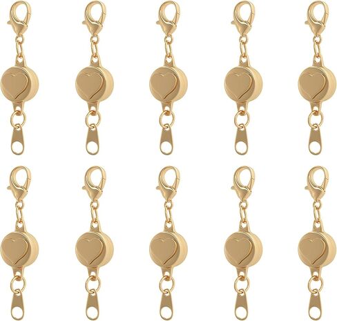 KONMAY 10 Sets Magnetic Necklace Extender Clasps and Closure, Round Golden Magnetic Necklace Bracelet Locking Clasp for Jewelry Making in Kuwait