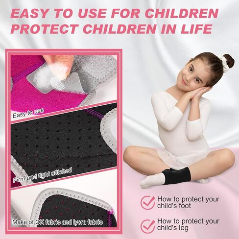 مجموعة دعامة للكاحل للأطفال من Tarpop، أغطية تثبيت لدعم القدم، حماية منسوجة للكاحل، جورب لدعم الكاحل، جوارب ضغط لقوس الكاحل للوقاية من الإصابات (4 أزواج، وردي، أسود) in Kuwait