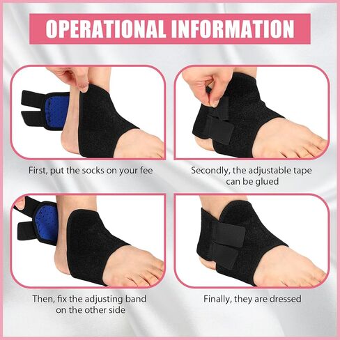 مجموعة دعامة للكاحل للأطفال من Tarpop، أغطية تثبيت لدعم القدم، حماية منسوجة للكاحل، جورب لدعم الكاحل، جوارب ضغط لقوس الكاحل للوقاية من الإصابات (4 أزواج، وردي، أسود) in Kuwait