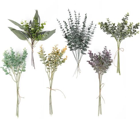 Artificial Eucalyptus 25PCS with 6 Kinds of Greenery Stems for Flower Arrangements Artificial Greenery Spray Box Set for Eucalyptus Bunch for Wedding Bouquet Table Centerpieces and Floral Arrangement in Saudi Arabia