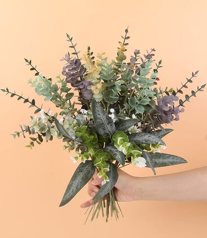 Artificial Eucalyptus 25PCS with 6 Kinds of Greenery Stems for Flower Arrangements Artificial Greenery Spray Box Set for Eucalyptus Bunch for Wedding Bouquet Table Centerpieces and Floral Arrangement in Saudi Arabia