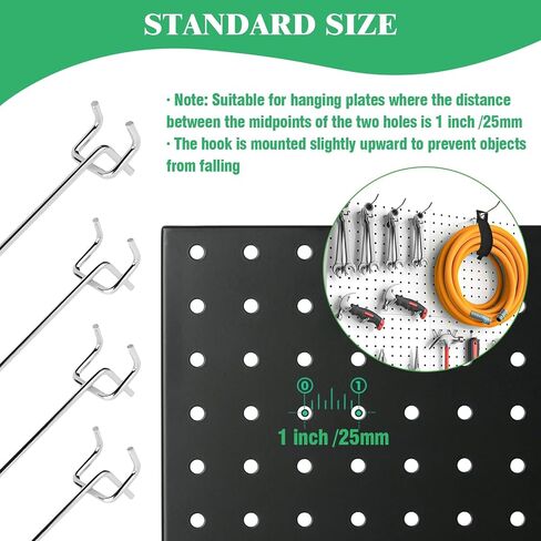 50Pcs 8"/20CM Pegboard Hooks Assortment Set, Metal Peg Board Hooks with 2.5mm Hole Pitch 4mm Wire Diameter Slatwall Hanging Hook for Garage Organization Wall Hanging (Black) in Kuwait