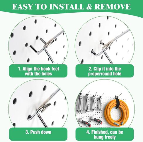 50Pcs 8"/20CM Pegboard Hooks Assortment Set, Metal Peg Board Hooks with 2.5mm Hole Pitch 4mm Wire Diameter Slatwall Hanging Hook for Garage Organization Wall Hanging (Black) in Kuwait