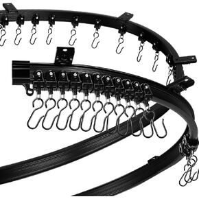 Ceiling Curtain Track, 9.8ft Flexible Bendable Curtain Track Black Curved Curtain Track Ceiling Wall Mounted Curtain Slide Track System Set for RV, Bay Window, Room Partition (Black, 3m/9.8ft)