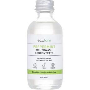 Alcohol-Free Xylitol Mouthwash Peppermint Concentrate | 2 oz Eco-Friendly Glass Bottle Mix with Water
