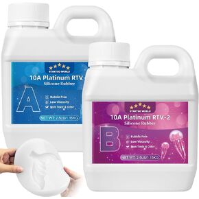 Slicone Mold Making Kit, 30A Translucent Platinum RTV-2 Liquid Silicone Rubber 2.6LB for Casting Resin, Soap, Candle, Clay, DIY Molds -1:1 by Volume with Tool 4 Cups,4 Sticks,2 Droppers,1 Pair Gloves
