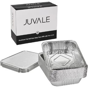 Juvale 20 Pack Half Size Aluminum Pans with Lids, 9x13 Tin Food Storage Trays for Baking, Catering, Table, Food