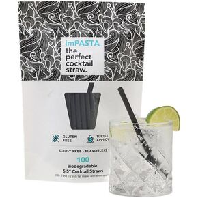 Biodegradable Cocktail Straws 5.5 Inch - 100 Count, Vegan-Friendly, Gluten-Free & Compostable, Never Cracks, 100% Flavourless, Eco-Friendly Drinking Straws Alternative to Plastic Straws