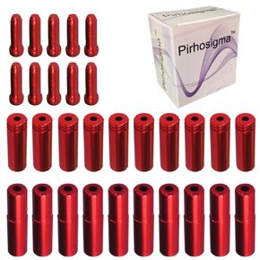 (Total 30 PCS 10 PCs 5mm Red Alloy Road Mountain Bicycle Bike Brake Cable Tips Caps End Crimp + 10 PCs 4mm Shift Derailleur Cable Tips End + 10 PCs Cable End Crimps