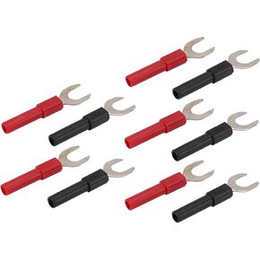 10pcs Y Spade Plug, Red Black Plated U Fork Spade Connector with 4mm Jack Copper Banana Socket for Multimeters Electronic Applications, Support 30V Voltage and 36A Current