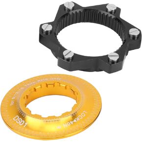 Bike Center Lock, Center Lock Adapter 6 Bolts Center Disc Brake Rotor Conversion Seat for Mountain Bike(Black & Gold) and Spare Parts