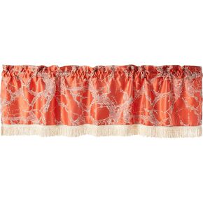 Violet Linen Cordova Abstract Marble Pattern, Polyester Jacquard, with Fringes, Brown, 60 Inch x 18 Inch, Decorative Window Treatment Rod Pocket Curtain Straight Valance