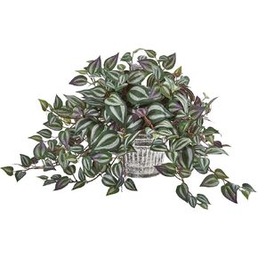 Nearly Natural 15in. Wandering Jew Artificial Plant in Vintage Metal Hanging Planter