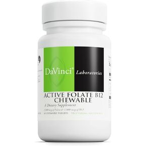 DAVINCI Labs Active Folate B12 Chewable - Dietary Supplement to Support Heart Health, Healthy Nerves, Immune Function and Energy Production* - with Folate and Vitamin B12-60 Chewable Tablets