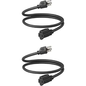 DEWENWILS Extension Cord 6ft, 14/3 SJTW Weatherproof Power Cable for Indoor Outdoor Use, 3 Prong Heavy Duty Power Cord, Black, ETL Listed, 2 Pack