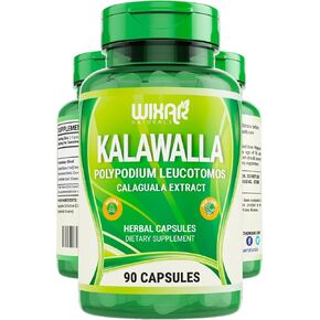 كبسولات ويكسار كالاوالا - جذر كالاوالا وأوراق السرخس - عشبة مستخلص كالاجوالا مع حبوب ليوكوتوموس بوليبوديوم - مكملات دعم المناعة النباتية والجلد والقلوية للرجال والنساء - 90 كبسولة in Kuwait