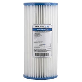Hydronix SPC-45-1001 Universal Whole House Sediment Pleated Water Filter, Washable and Reusable, 4.5" x 10" - 1 Micron