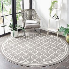 SAFAVIEH Amherst Collection 3' Round Dark Grey/Beige AMT422R Moroccan Trellis Non-Shedding Living Room Bedroom Area Rug